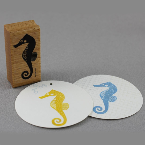 wooden stamp seahorse by perlenfischer