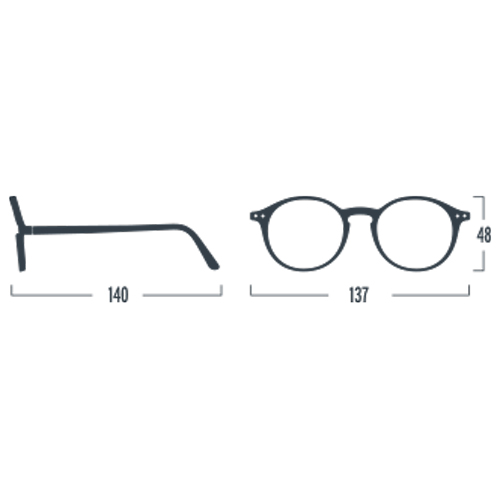 dimensions reading glasses frame D the iconic by Izipizi