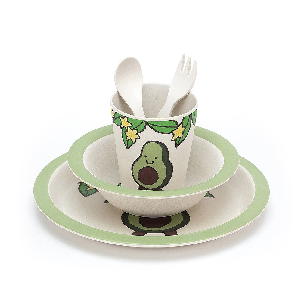 Amuseable avocado bamboo dinner set by Jellycat