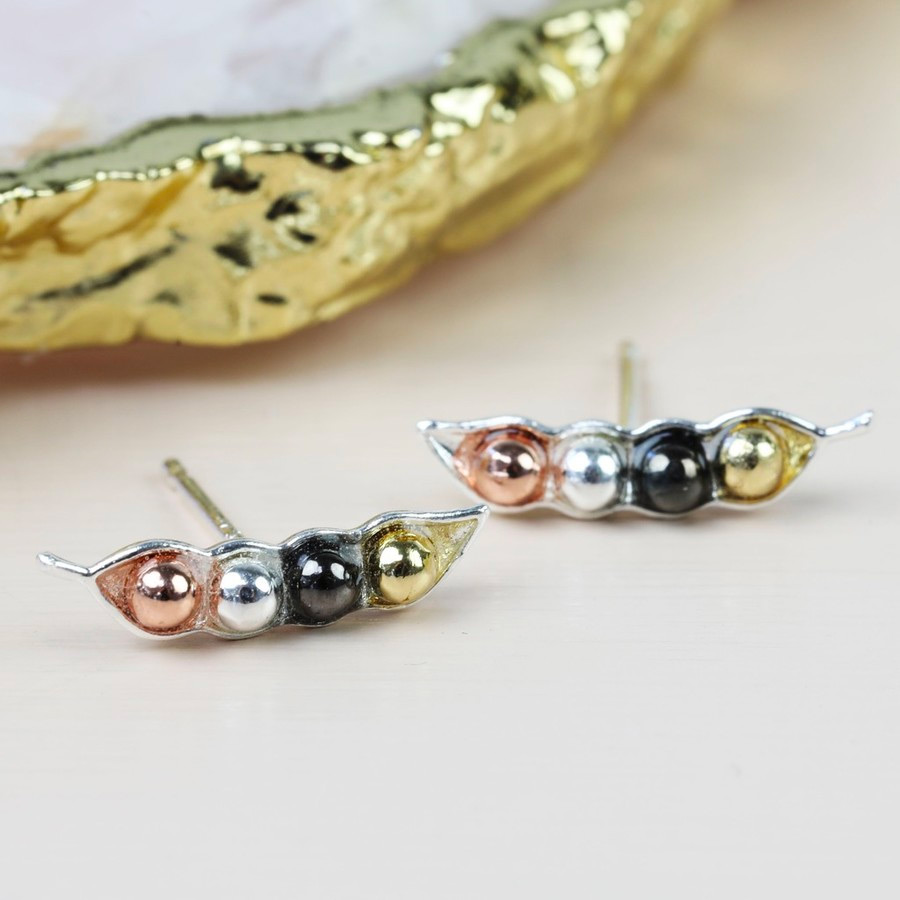 mixed metal four peas in a pod stud earrings by lisa angel