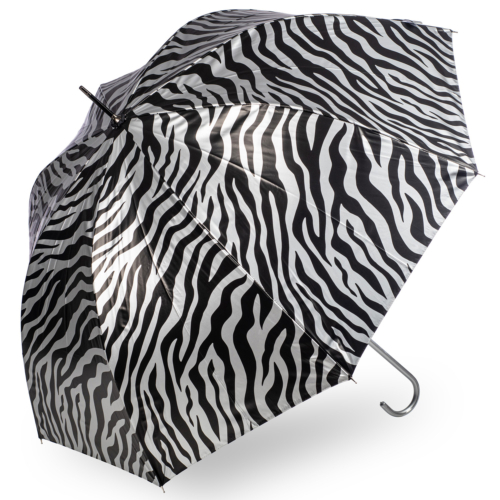 metallic animal print umbrella zebra silver