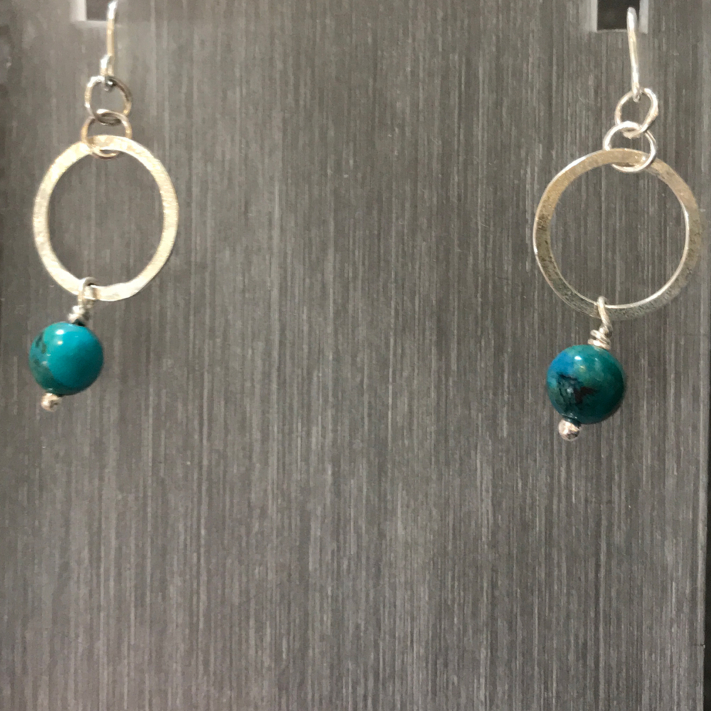 MSJ48 Round turquoise silver ring earrings by madeleine Spencer Jewellery