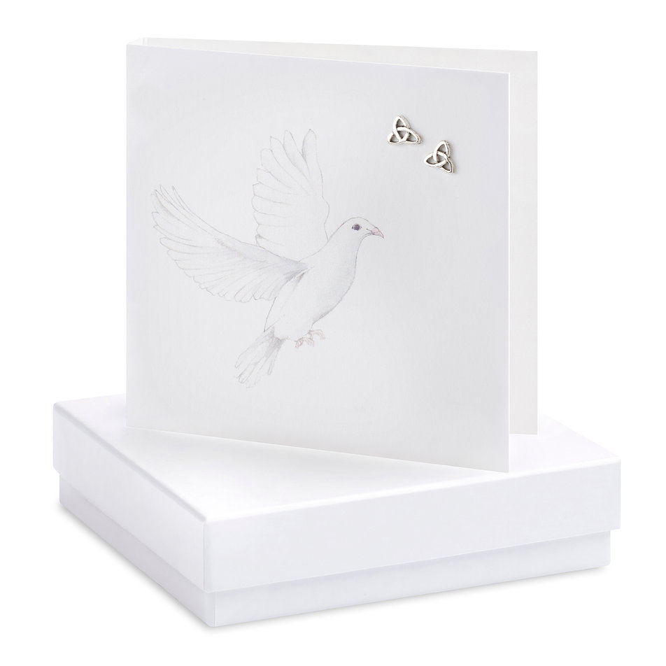 dove card with celtic studs by crumble and core