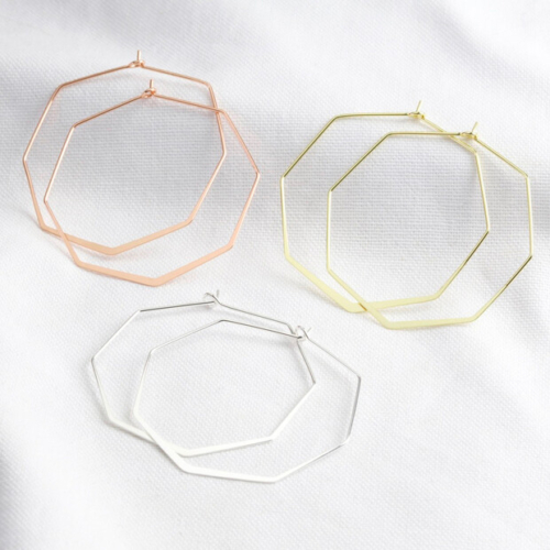 delicate octogonal hoops earrings by Lisa Angel