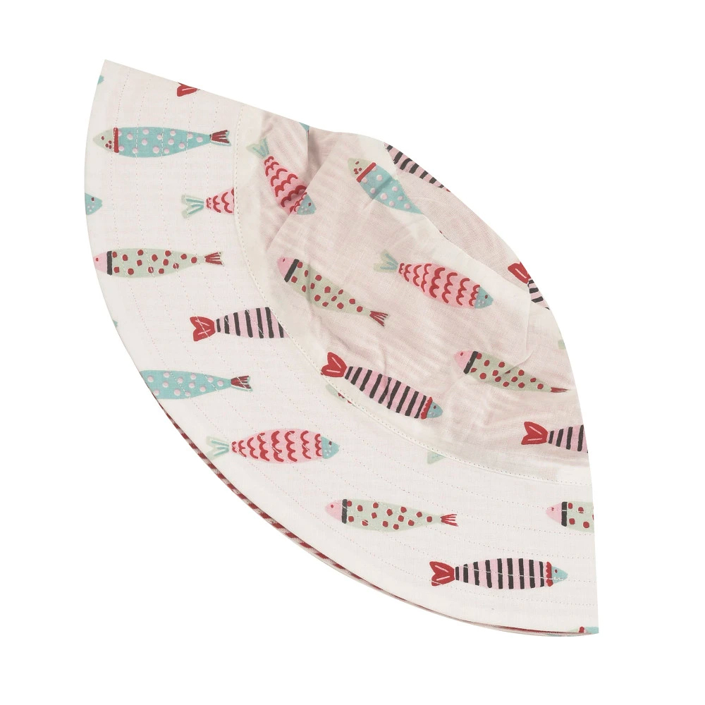 reversible sun hat fishes red by Pigeon Organics