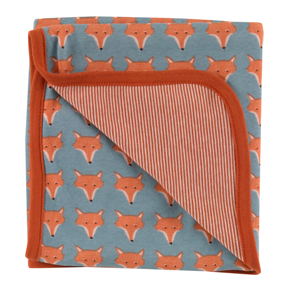 organic cotton reversible baby blanket fox face by Pigeon Organics AW21