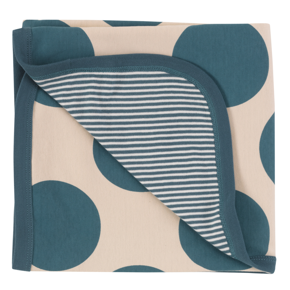 giant spots baby blanket reversible teal in organic cotton by pigeon organics AW21