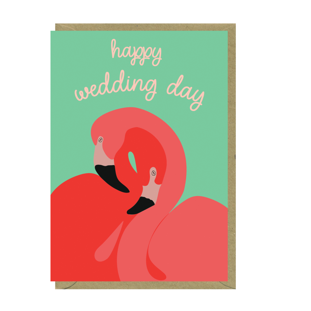 flamingo wedding day card by Elena Essex