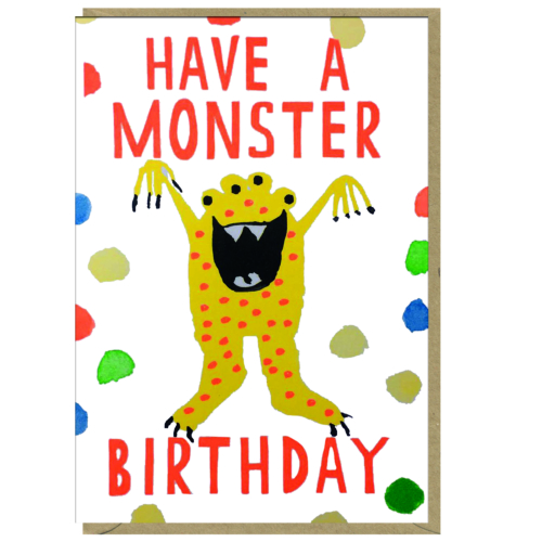 fab neon monster birthday card