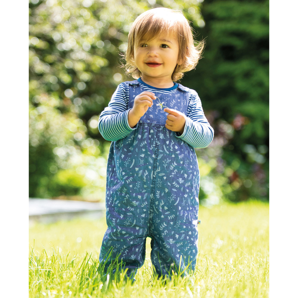 meadow reversible dungarees floral chambray by frugi AW21