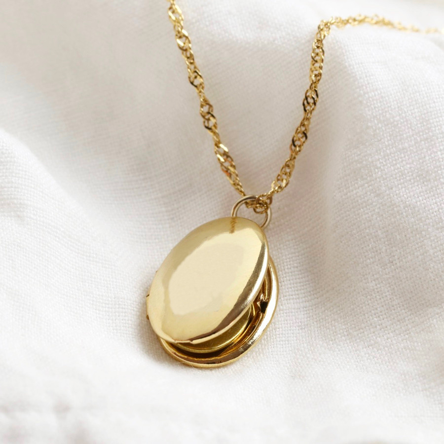 oval locket necklace gold by Lisa Angel