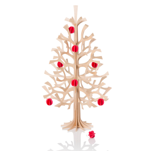 Lovi spruce tree natural 30 cm with 8 red baubles