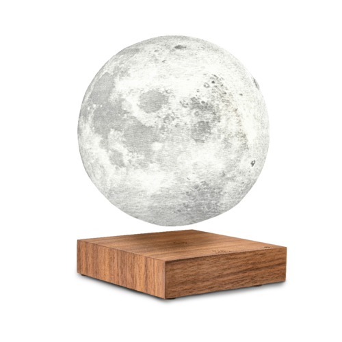 smart moon lamp on a walnut wood base by gingko design
