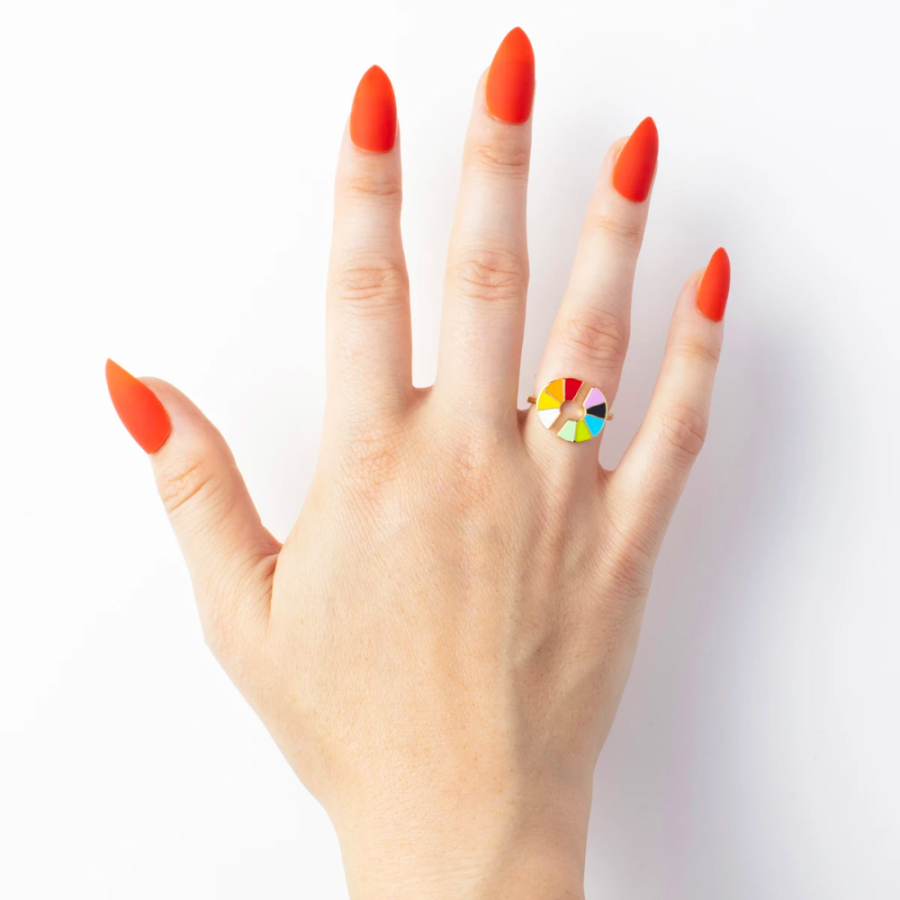 colour wheel gold plated adjustable ring by yellow owl workshop