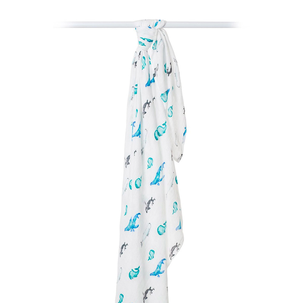 large whales bamboo swaddle