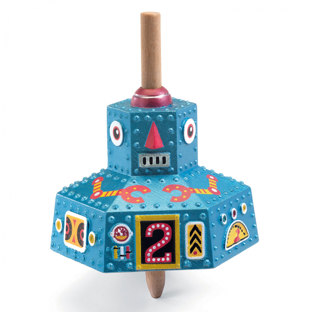 spinning top robot blue by Djeco