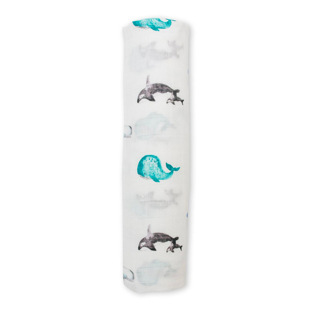 large whales bamboo swaddle