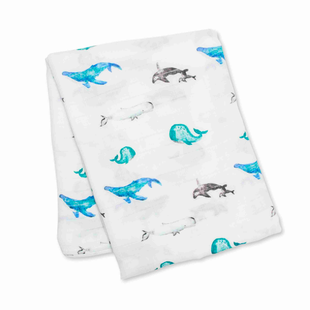 whales large swaddle blanket