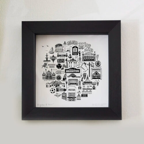 brighton black & White mini print frame black by Martha mitchell design