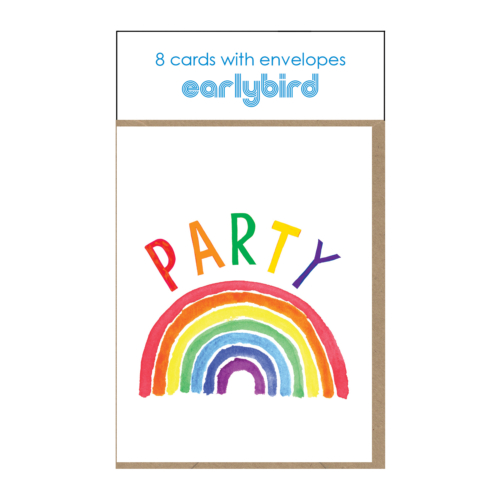 rainbow perty invitaion cards pack of 8 by earlybird