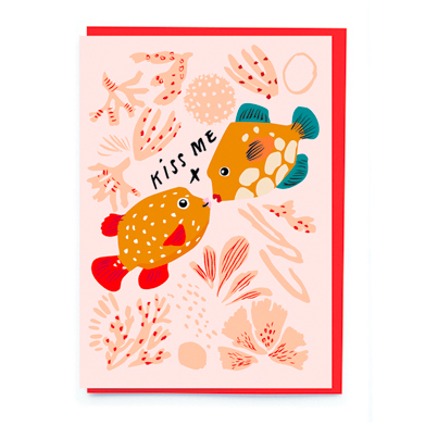 Kissing fish card by Noi