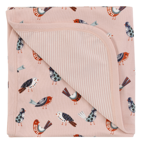 reversible baby blanket pink birds by Pigeon Organics SS22