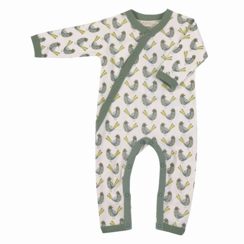 kimono romper green birds by Pigeon Organics