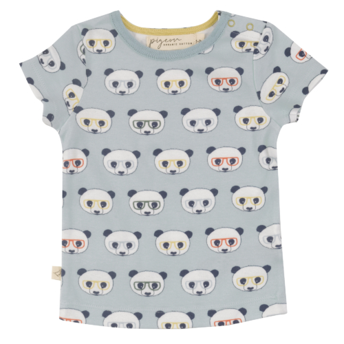 short sleeve t-shirt panda turquoise by Pigeon Organics SS22