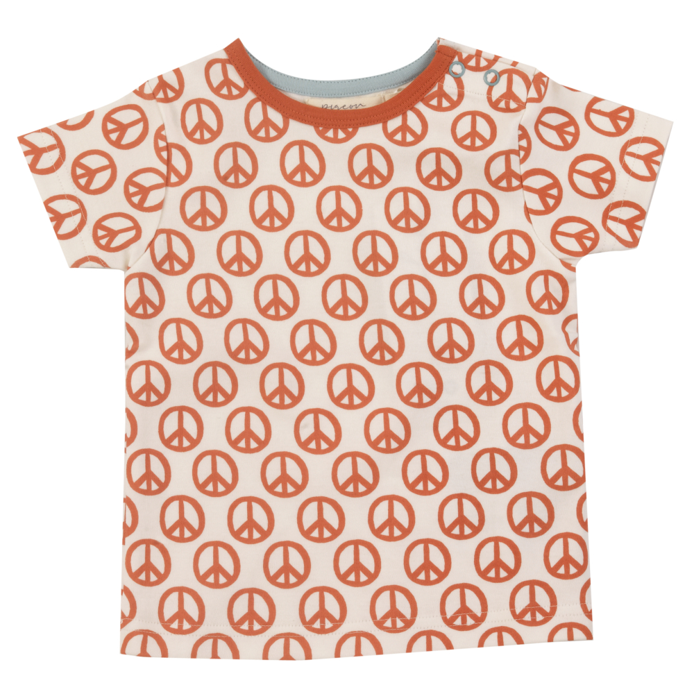 short sleeve t-shirt peace orange by pigeon organics SS22