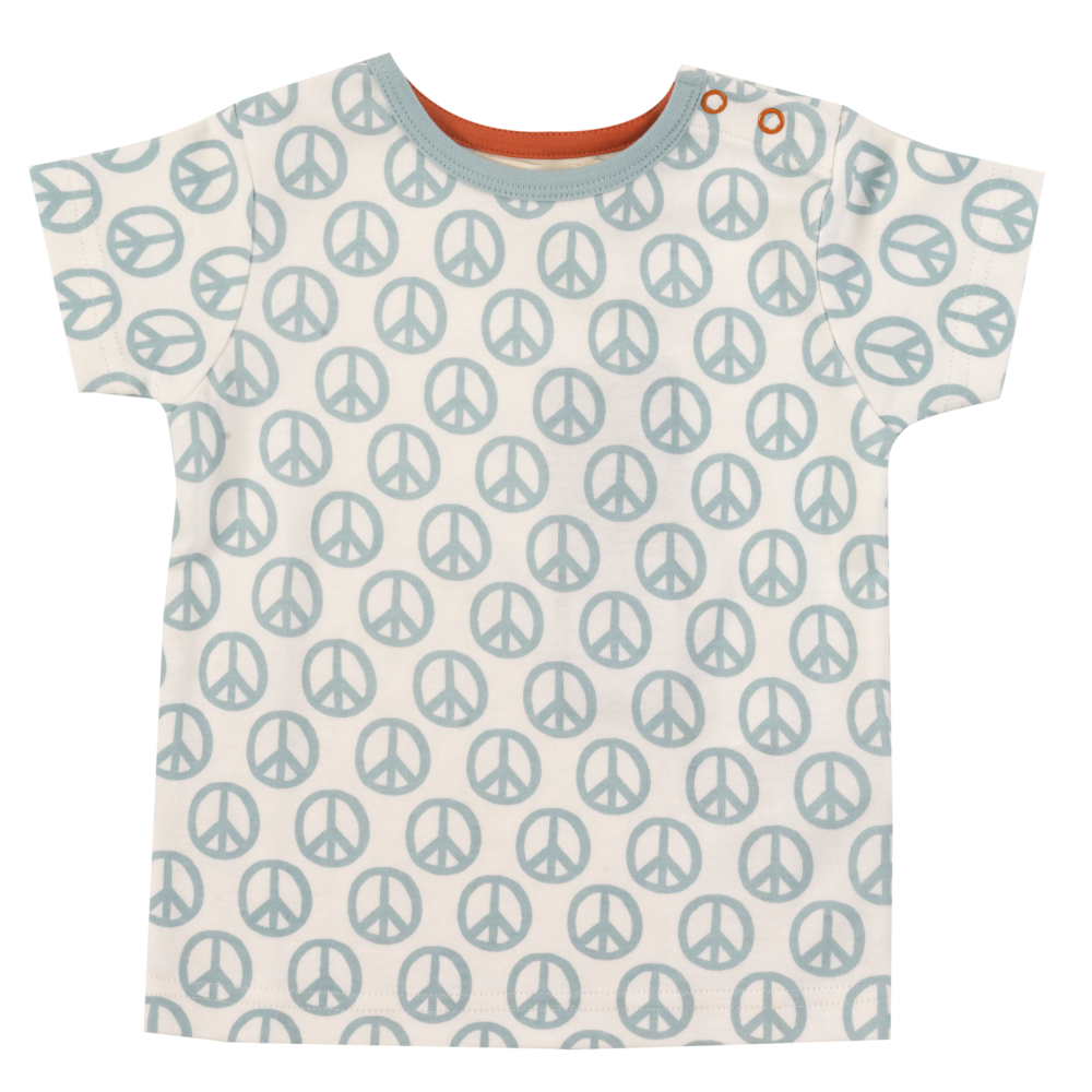 short sleeve t-shirt peace turquoise by pigeon organics SS22