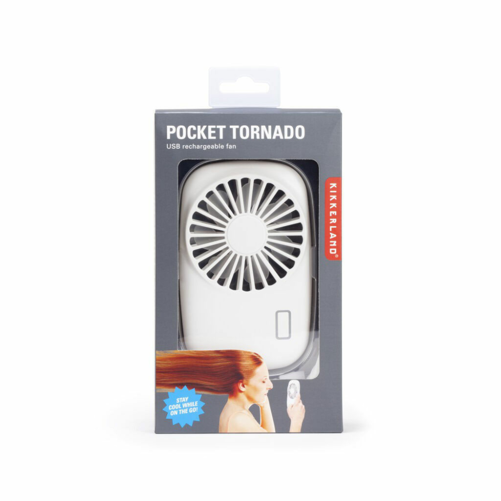 white pocket tornado fan by kikkerland