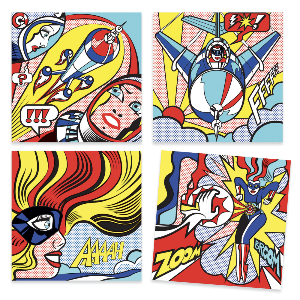 superheroes inspired By Roy Lichtenstein by Djeco