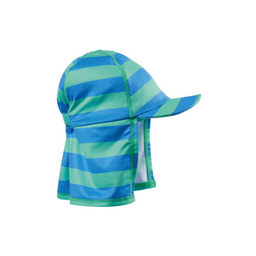 Liitle swimlegionnaires hat aqua cobalt stripe by Frugi