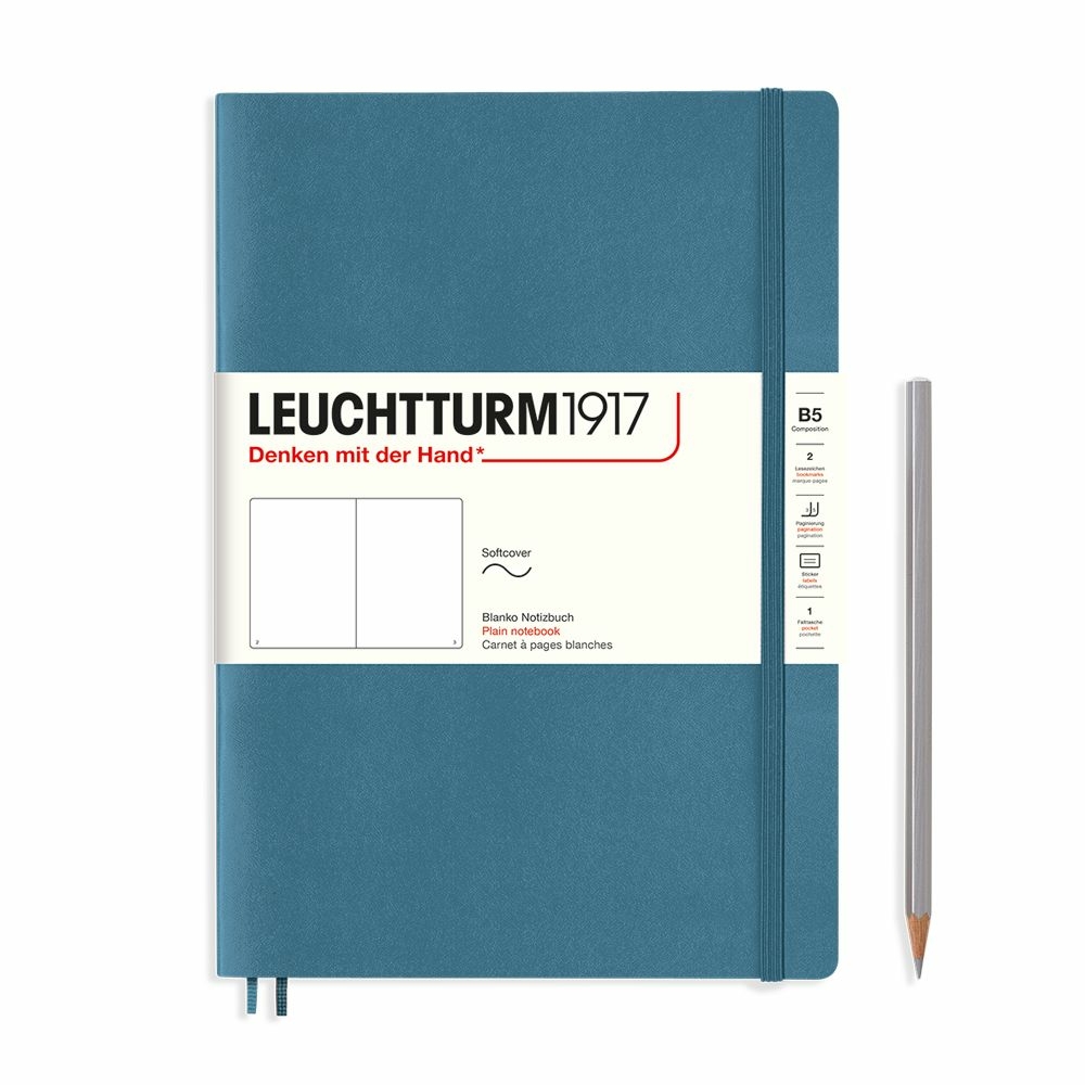 composition notebook b5 stone blue plain by Leuchtturm1917