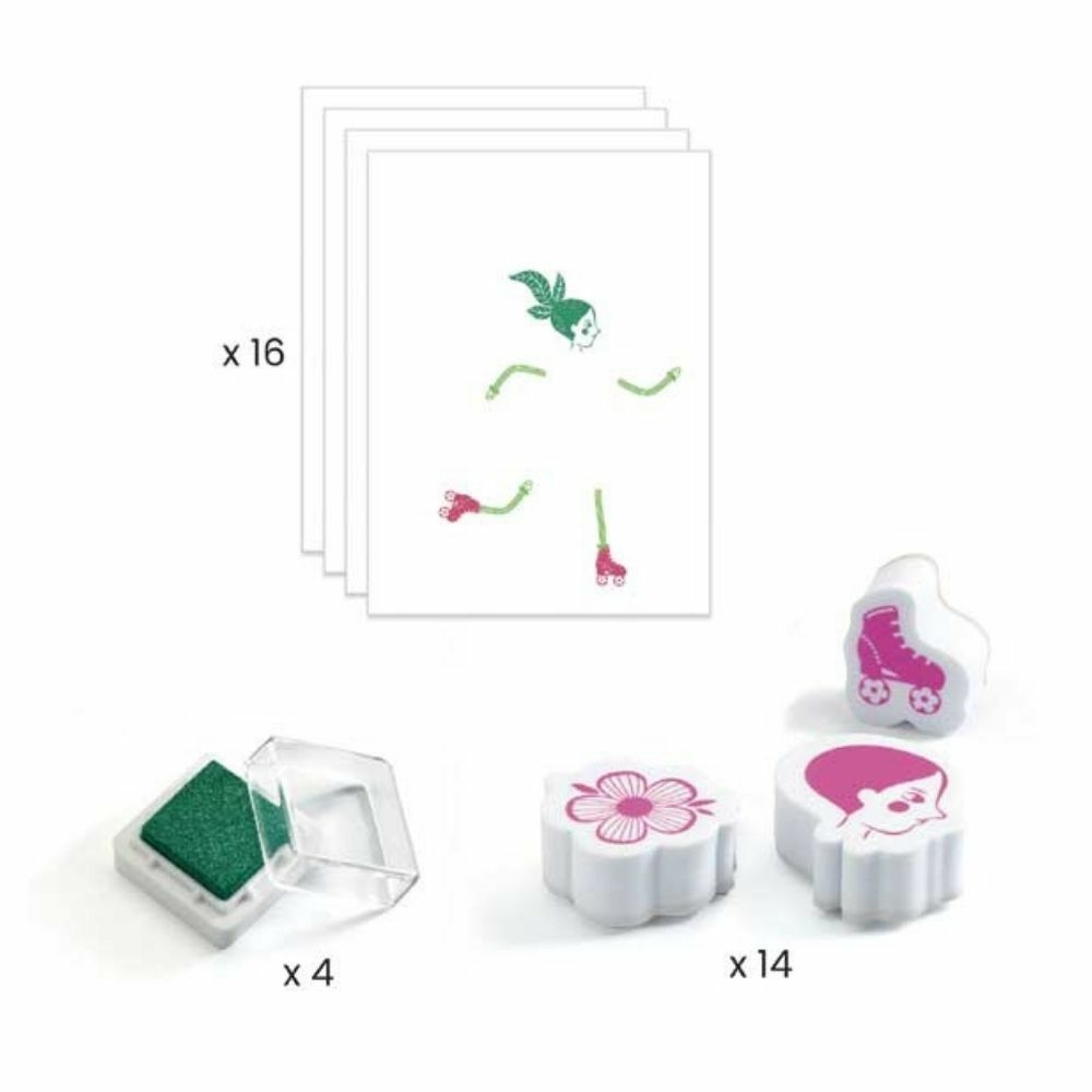 mix and match stamps flower girls by djeco