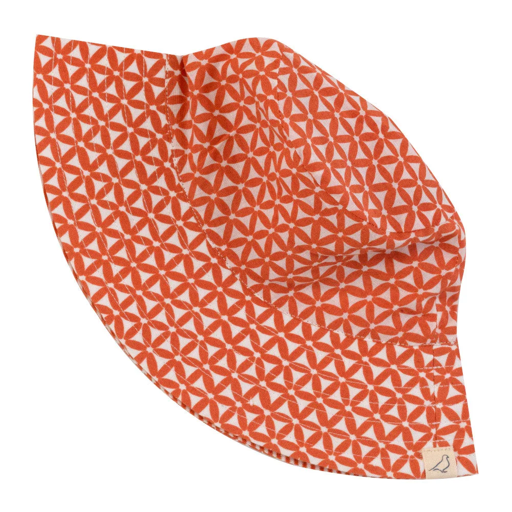 reversible sun hat block print orange by Pigeon organics