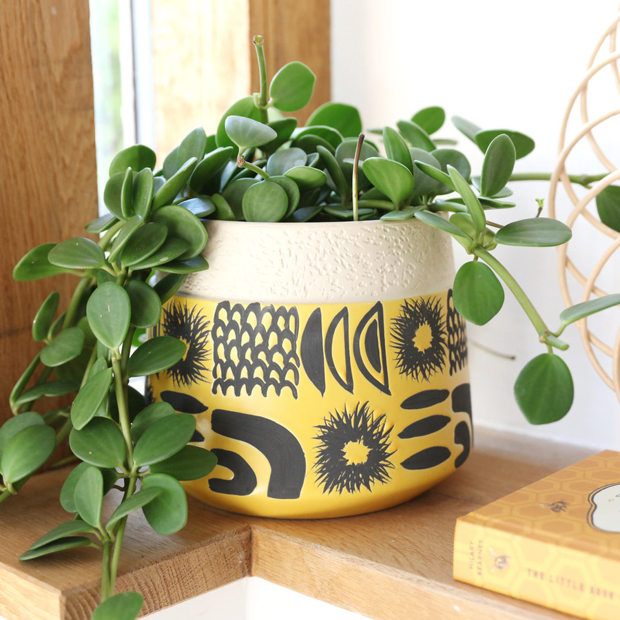 Large ceramic planter sunshine by Lisa Angel