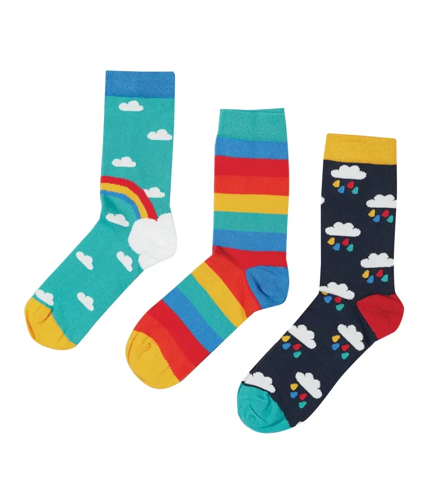 rock my socks pacific aqua rainbow set of 3 by Frugi