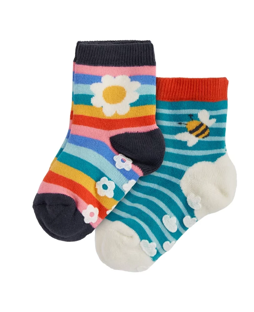 grippy socks rainbow daisy by frugi SS22