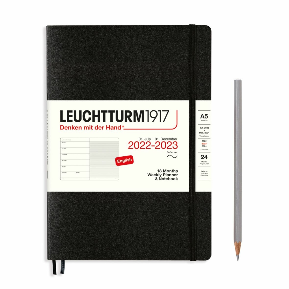 weekly planner and notebook 18 months softcover A5 black by Leuchtturm1917