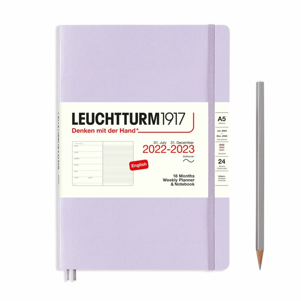 weekly planner and notebook 18 months softcover A5 lilac by Leuchtturm1917