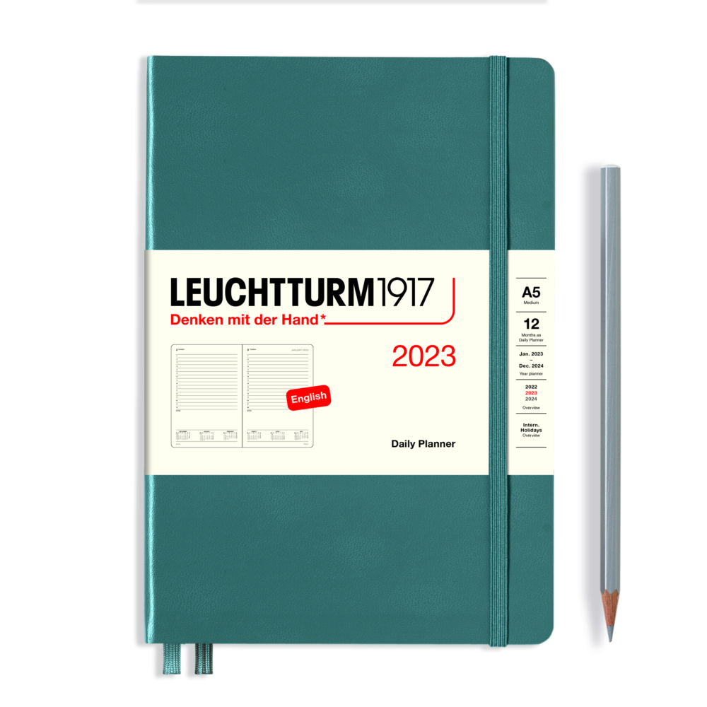 hardcover medium daily planner 2023 stone blue by Leuchtturm1917
