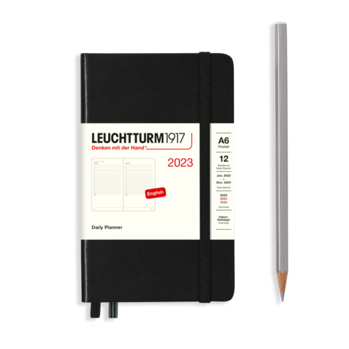 Hardcover Pocket Black daily planner 2023 by Leuchtturm1917