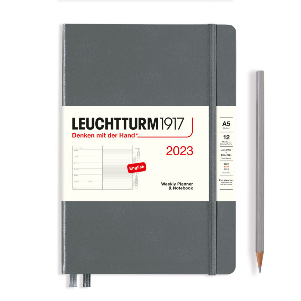 hardcover medium weekly planner and notebook anthracite by Leuchtturm1917