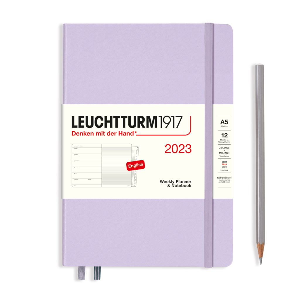 hardcover medioum weekly planner and notebook lilac by Leuchtturm1917