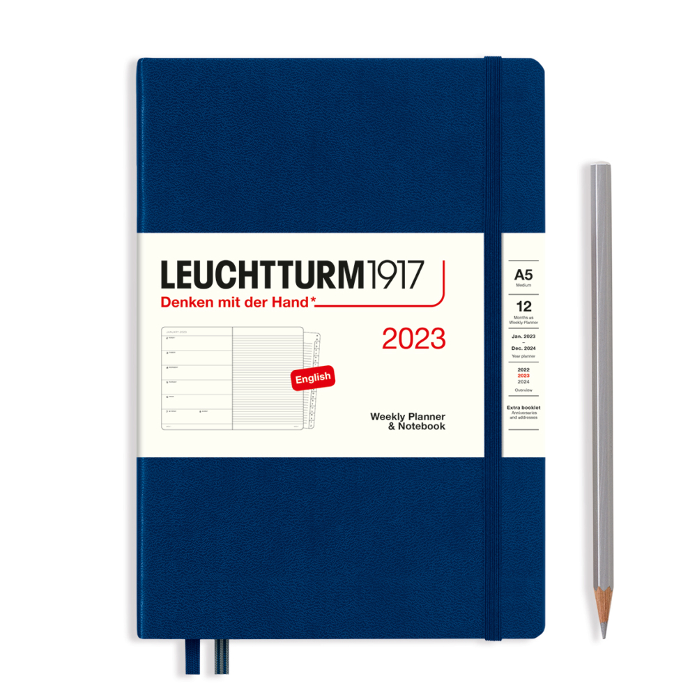 hardcover medium weekly planner and notebook navy by Leuchtturm1917