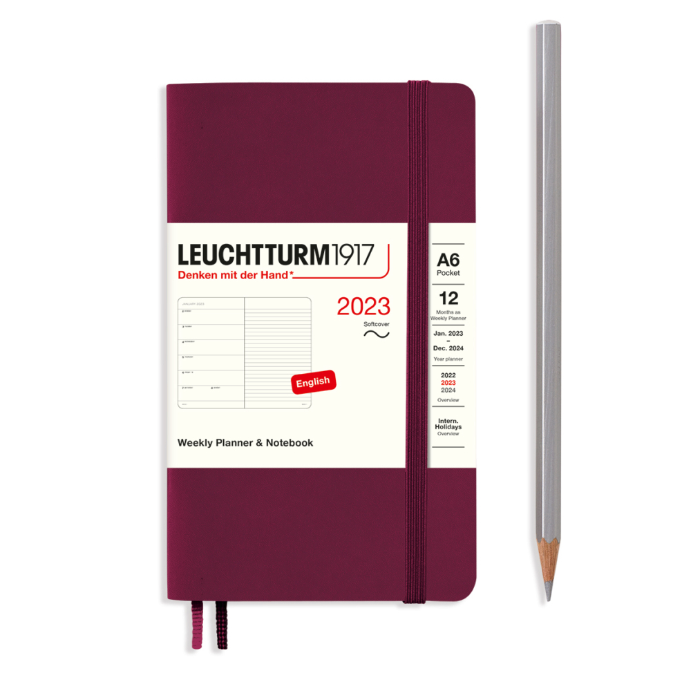 pocket softcover weekly planner and notebook red port by Leuchtturm1917