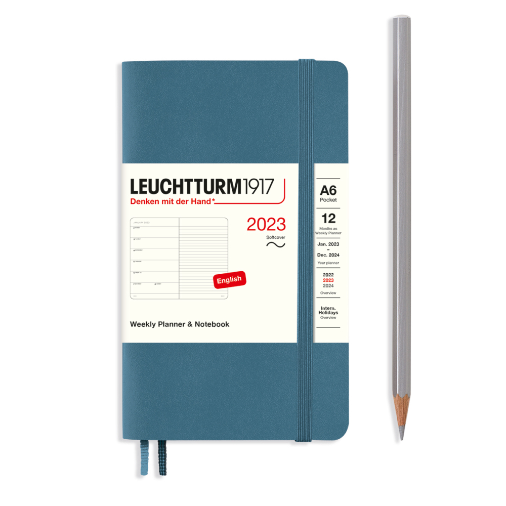 softcover pocket weekly planner and notebook stone blue by Leuchtturm1917