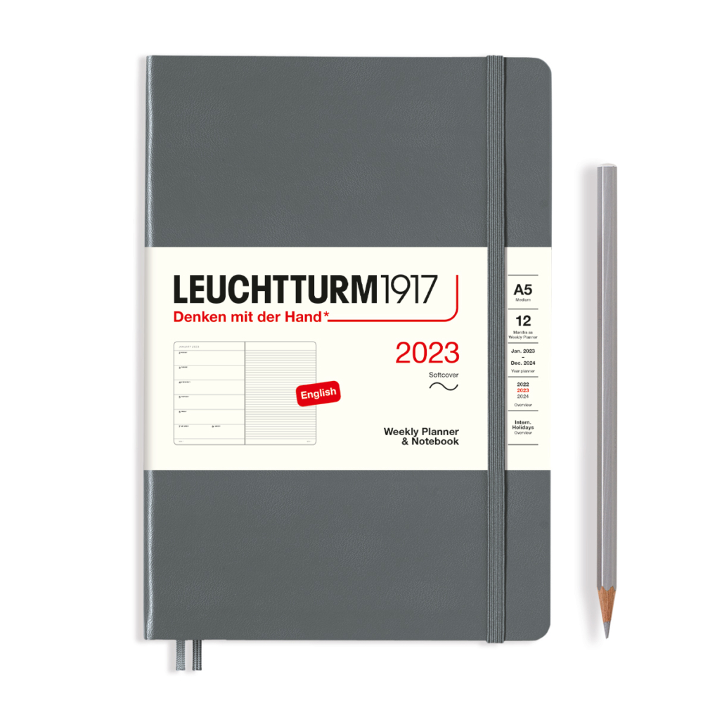 softcover medium weekly planner and notebook anthracite by Leuchtturm1917