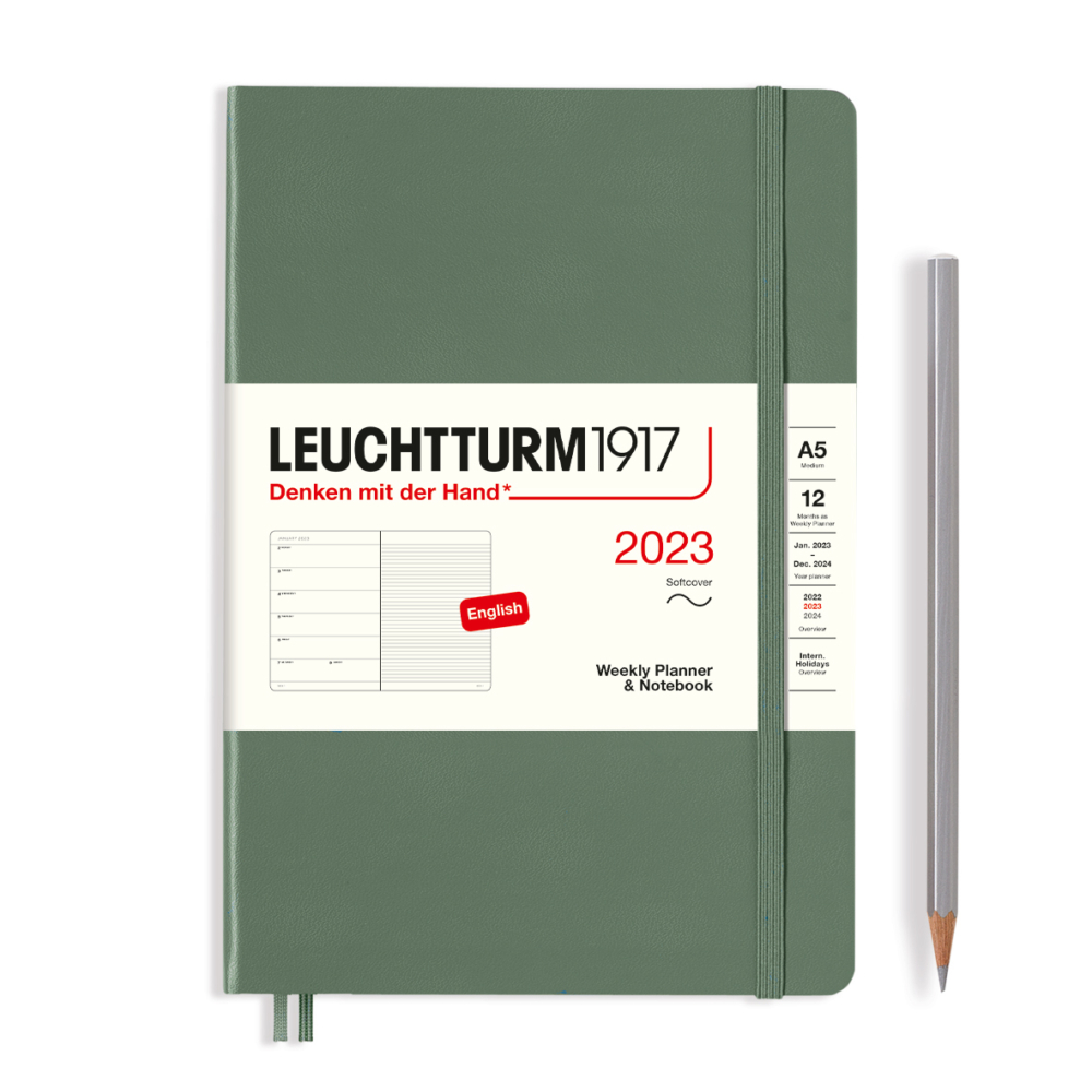 softcover medium weekly planner and notebook olive by Leuchtturm1917
